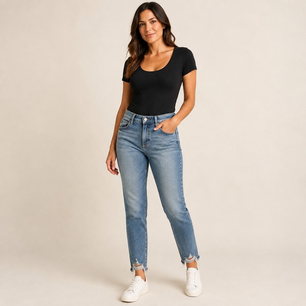 Dear John Blaire Straight Leg Distressed Jeans 30 Medium Wash Boho Western